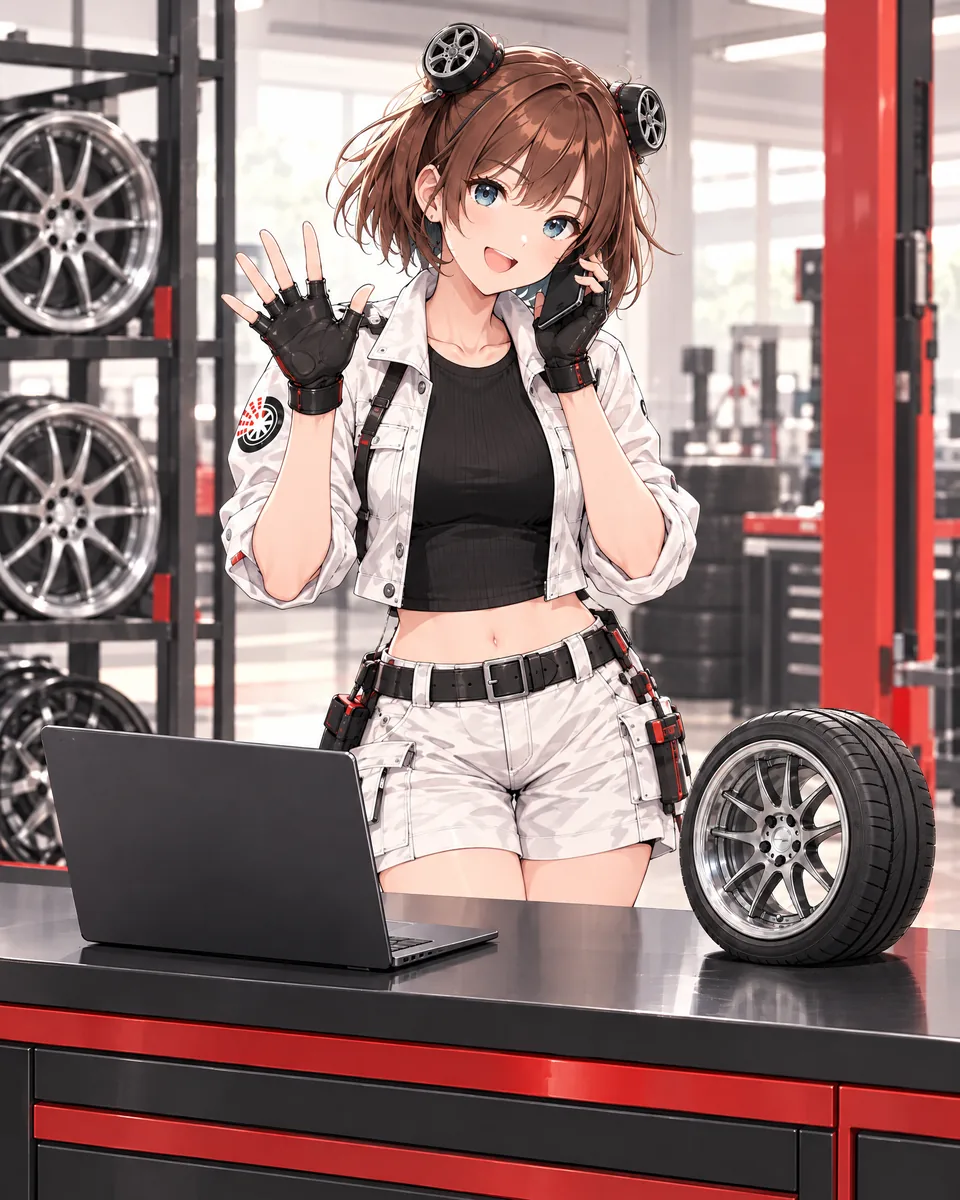 Illustration: the mascot waves with a phone at her ear