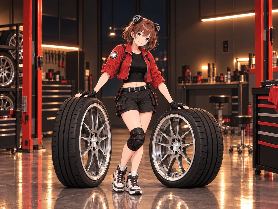 Illustration: the mascot shows two wheels, for the front and rear axles