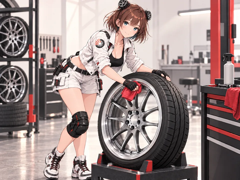 Our mascot cleans a wheel
