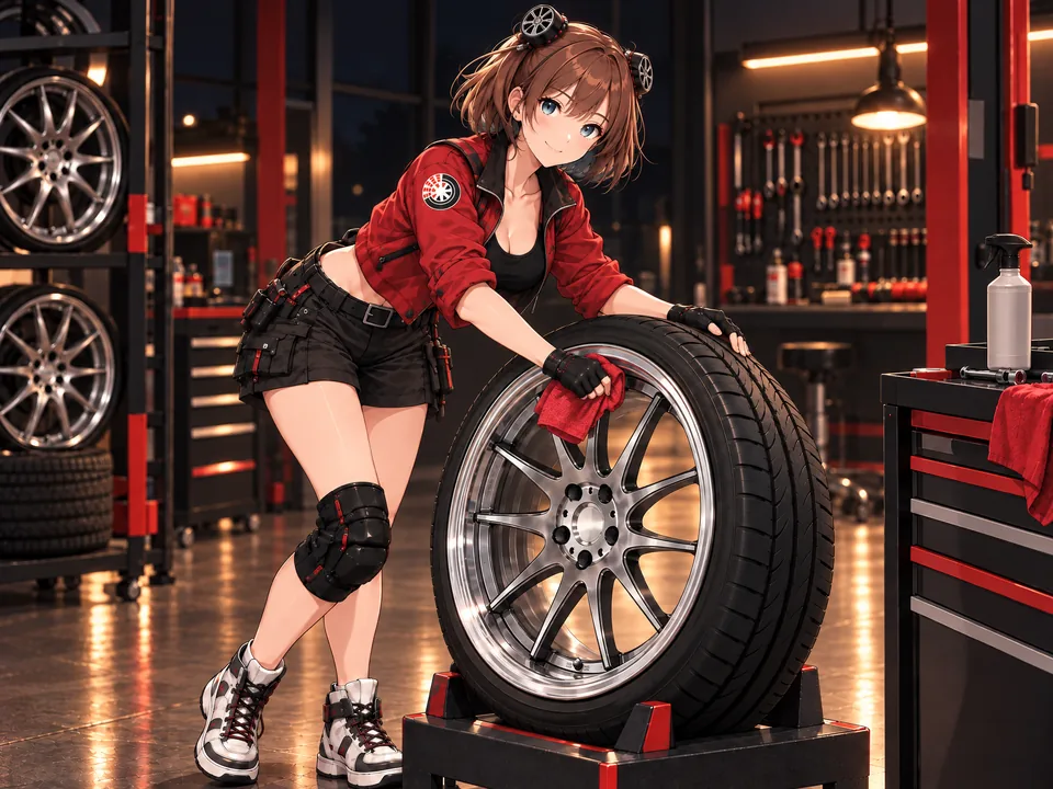 Our mascot cleans a wheel