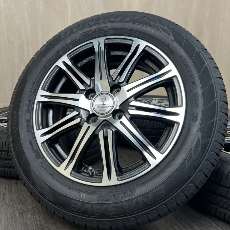 中古 DUNLOP ENASAVE EC204 + WORK PROMISING タイヤ・ホイールセット 185/65R15 · 15×5.5J PCD 4x100 ET50 #203S030426の実物写真（1枚目）